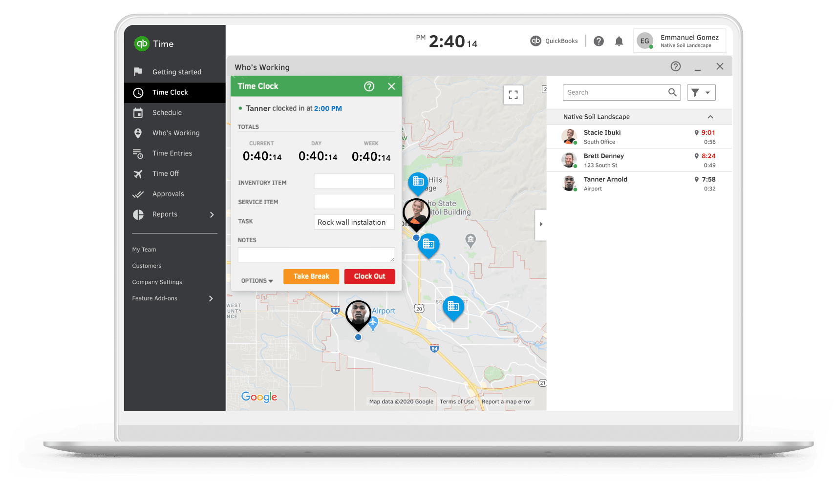 GPS employee tracking displayed on desktop app.